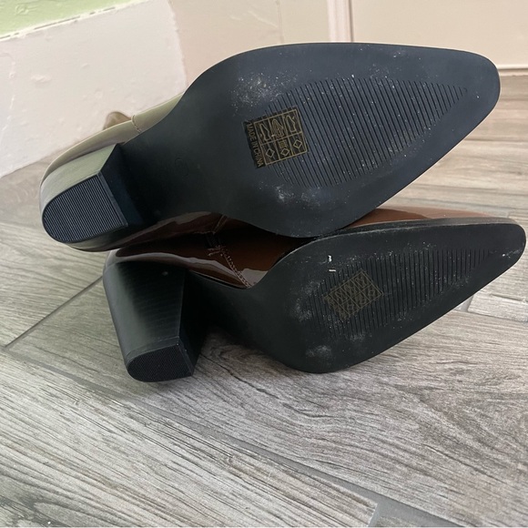 Nasty Gal Faux Patent Leather Tall Brown Boots 3.5" heels women’s size 8 EUC - Picture 10 of 11